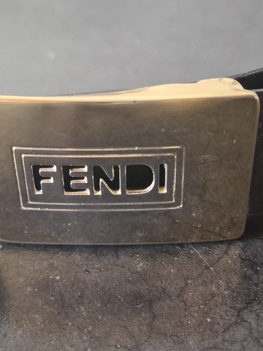 Fendi Black Leather Belt with Gold Fendi Plaque Buckle - Picture 3 of 4